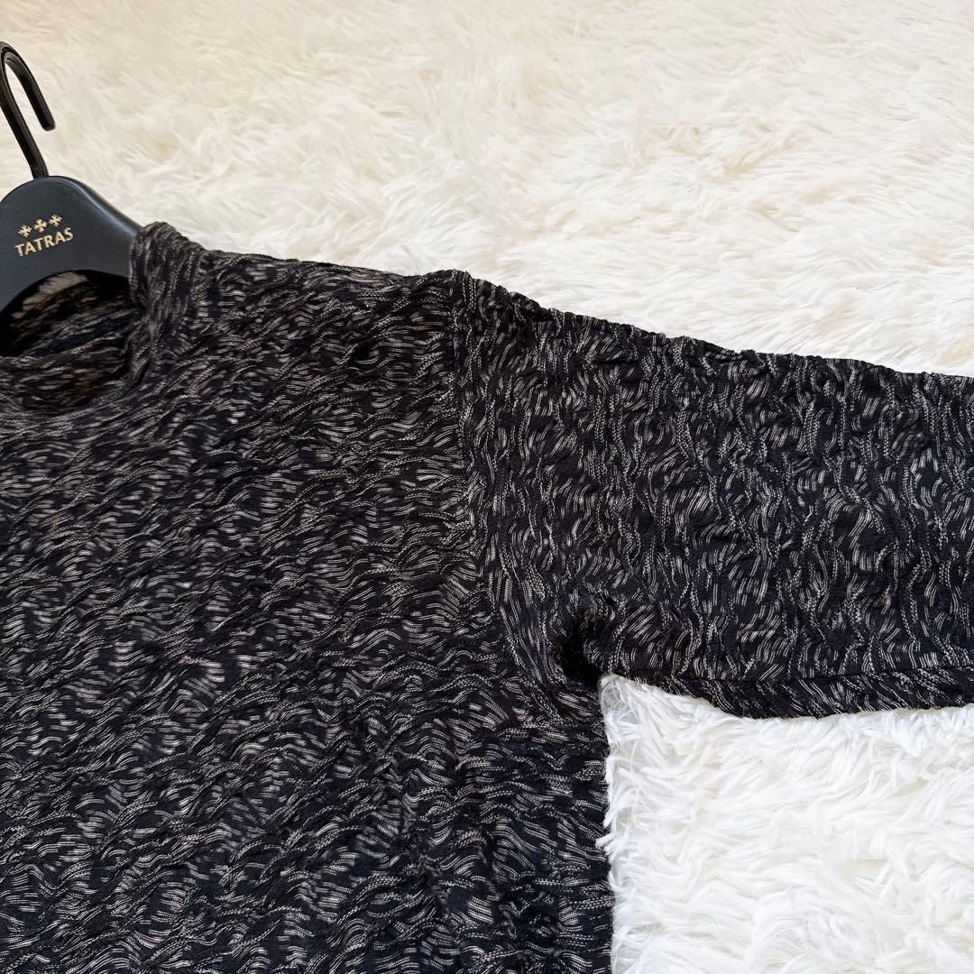 ヨーガンレール　ニットワンピース　ジャガード　モックネック　ブラック　サイズM