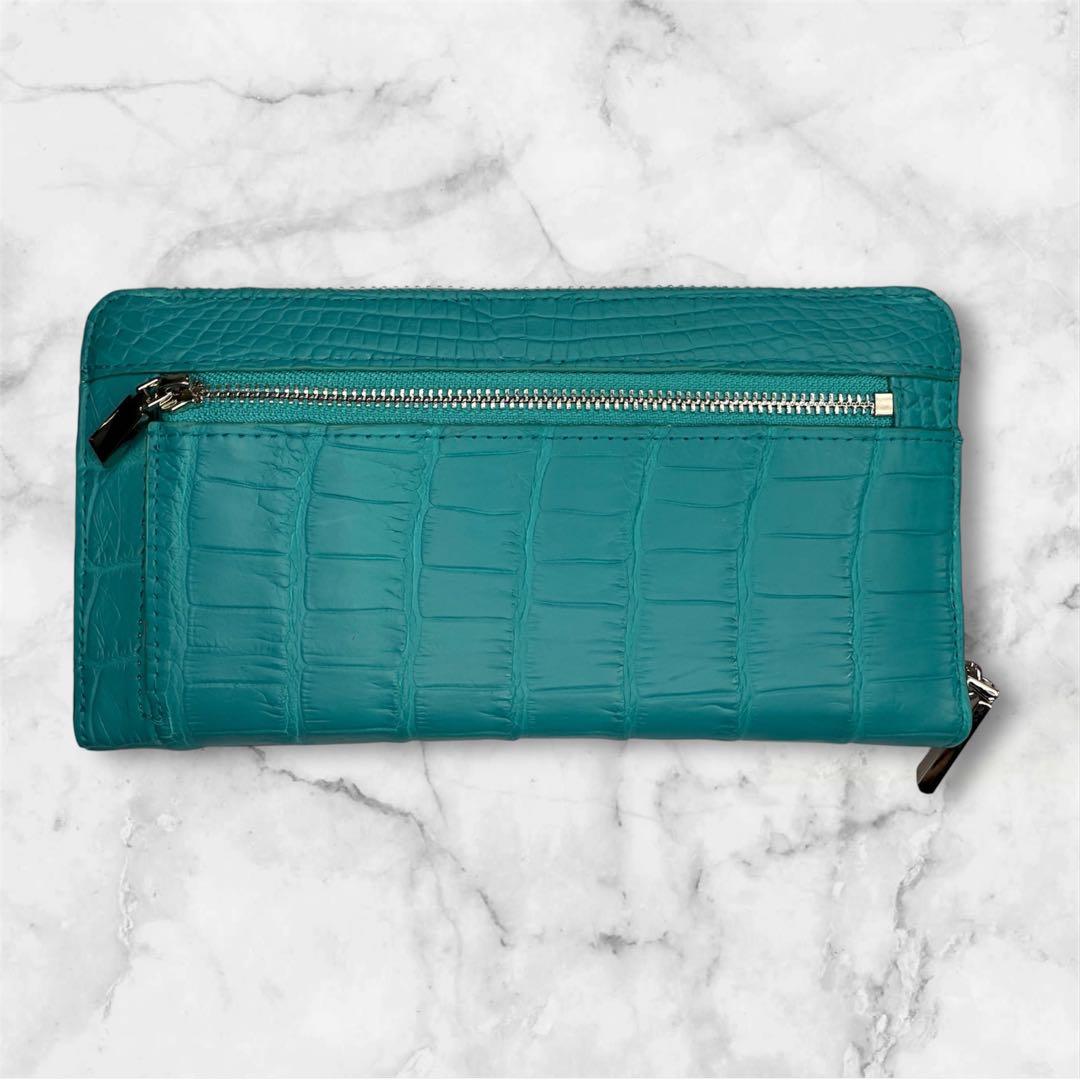 クロコダイル ターコイズブルー ラウンドファスナー長財布 新品 箱付