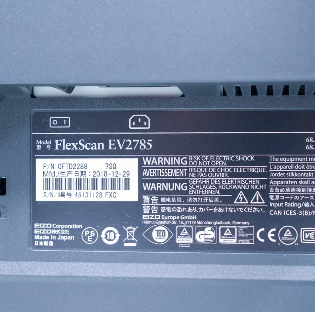 EIZO FlexScan 27.0インチ ディスプレイモニタEV2785-BK