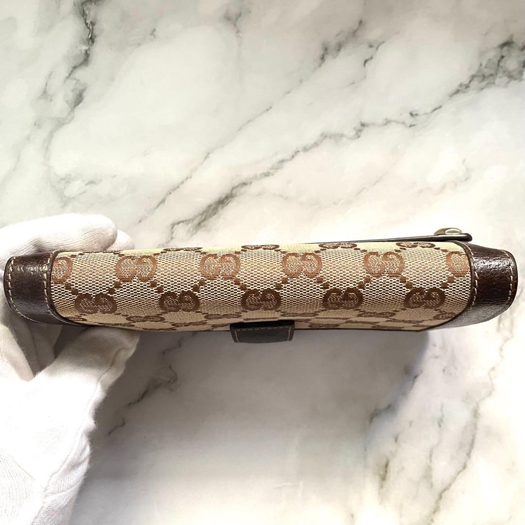 GUCCI GG キャンバス　スタッズ　Wホック　長財布　美品　1010-11