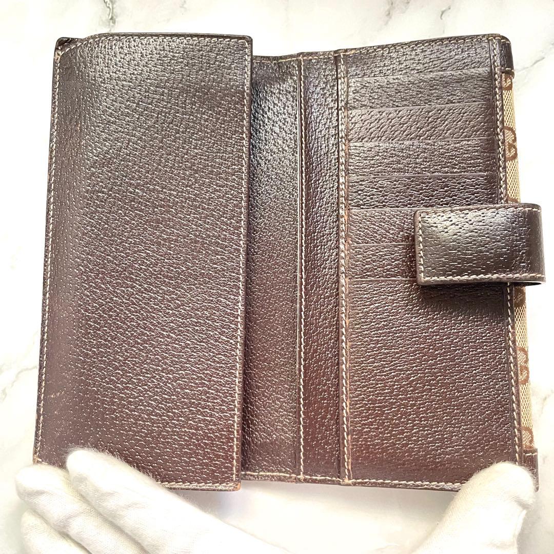 GUCCI GG キャンバス　スタッズ　Wホック　長財布　美品　1010-11