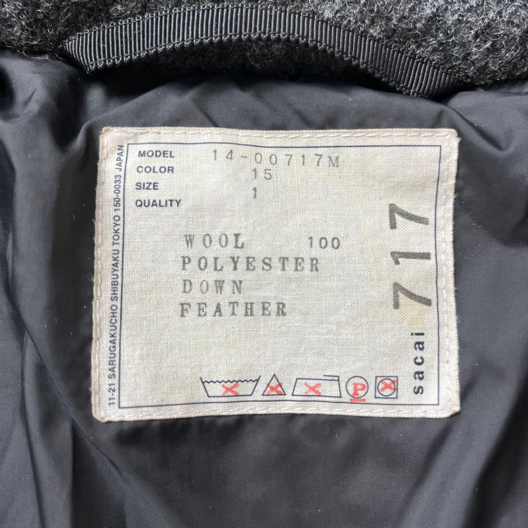 極美品 sacai ダッフルコート ダウン グレー 2way