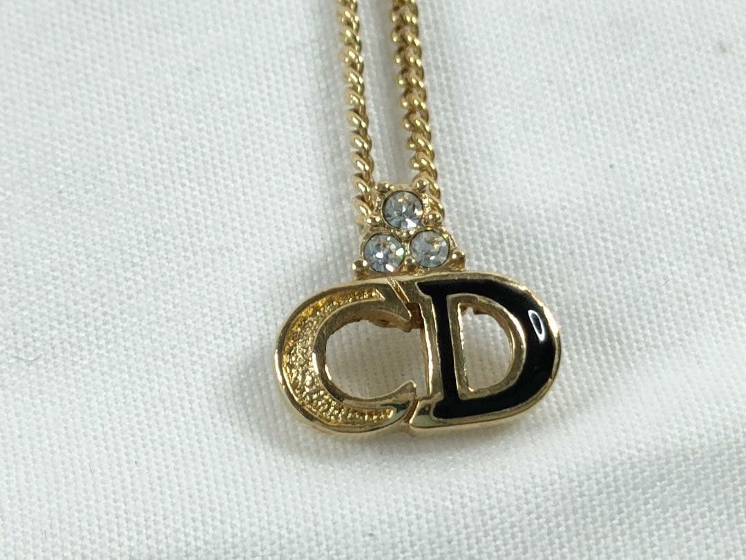 ディオール CDロゴ ネックレス ブラック×ゴールド 未使用に近い 正規品
