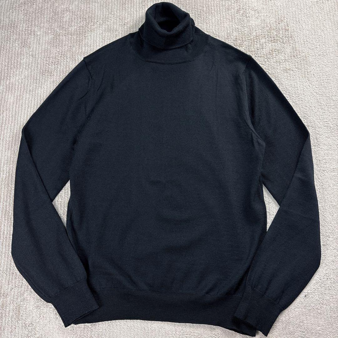 【未使用級】BEAMS F メリノウール タートルネックニット ブラック 46