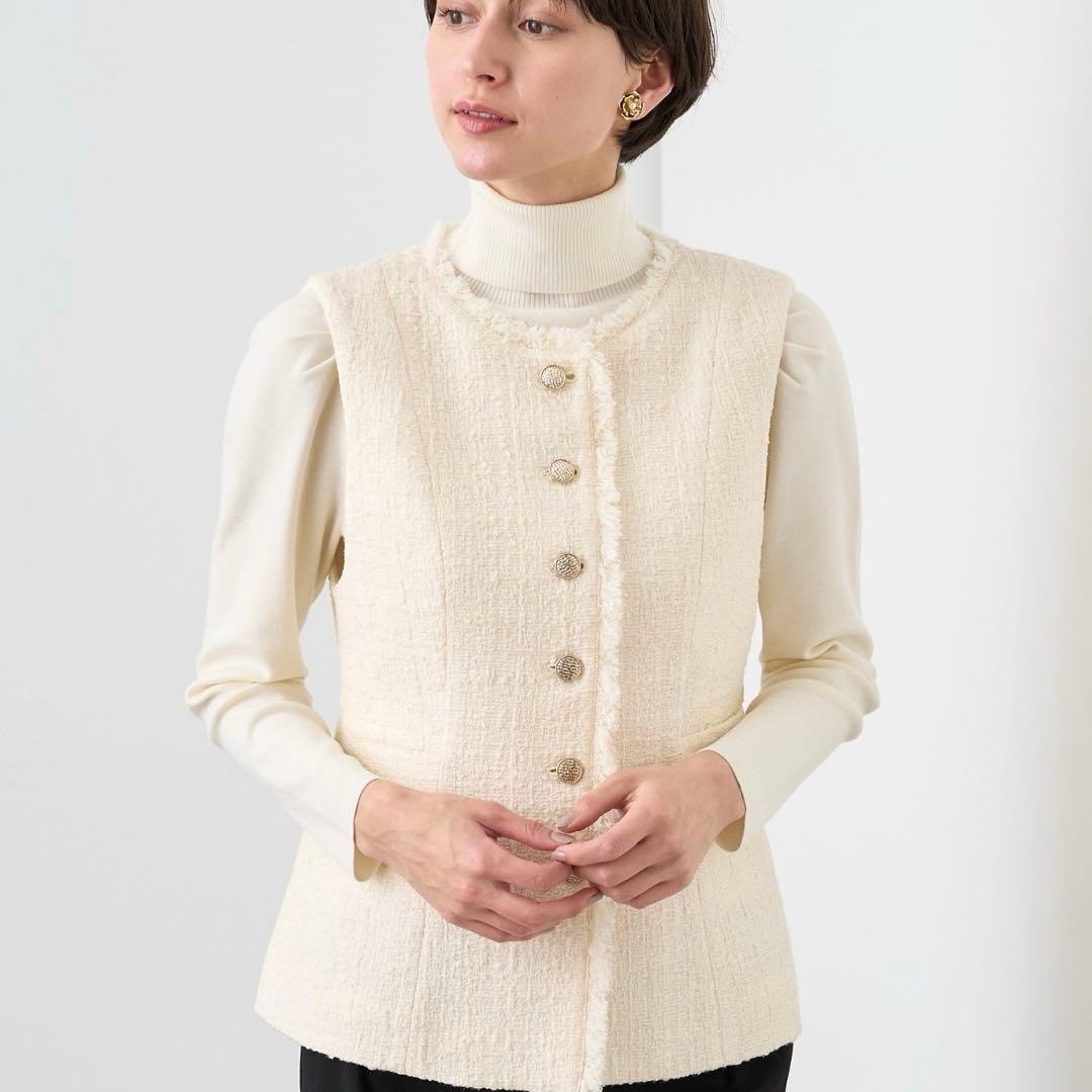 アナイ 38 フィルムツイードペプラム ジレ