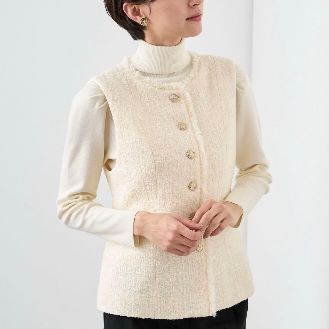 アナイ 38 フィルムツイードペプラム ジレ