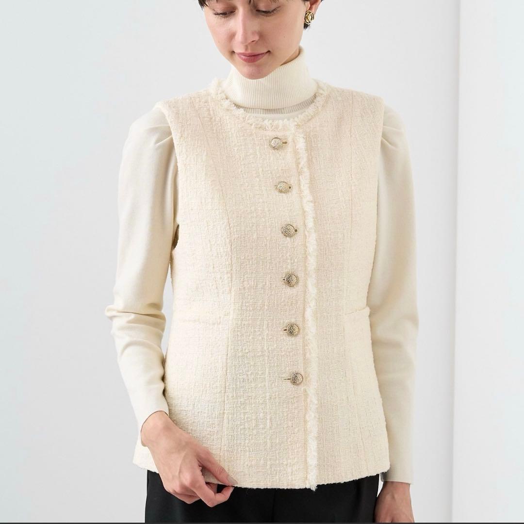 アナイ 38 フィルムツイードペプラム ジレ