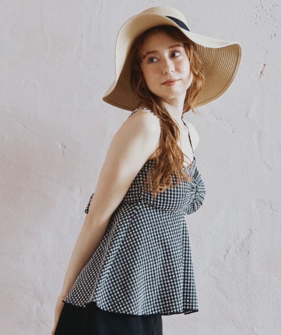 水着 9号 ペプラム ギンガムチェック風 3点セット