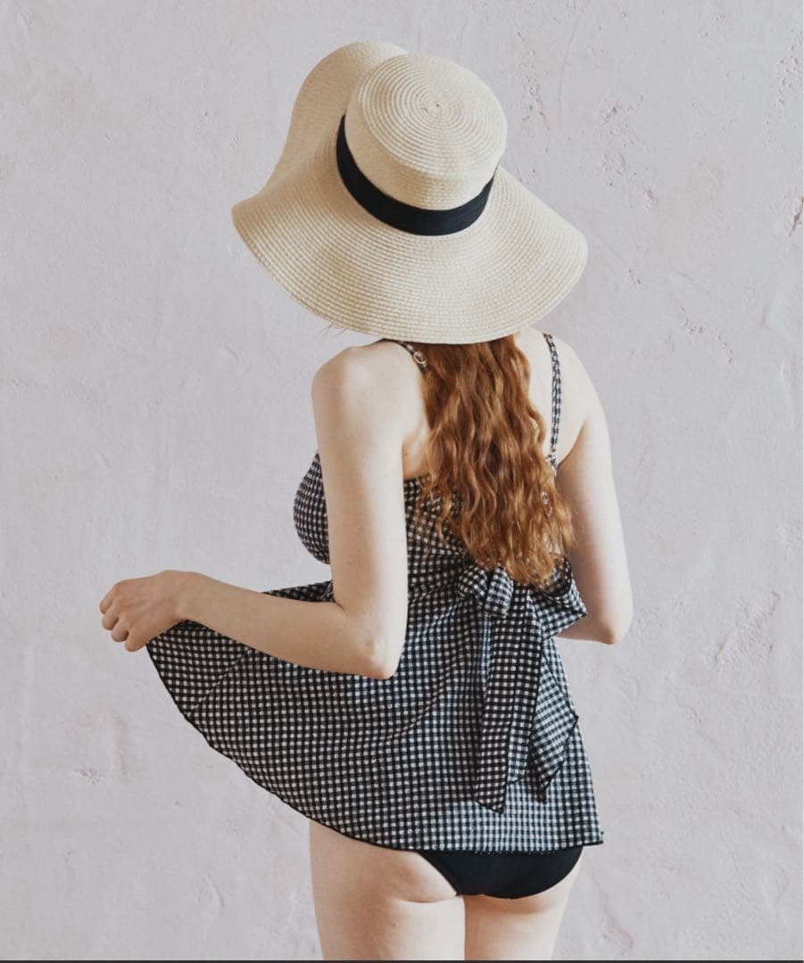 水着 9号 ペプラム ギンガムチェック風 3点セット