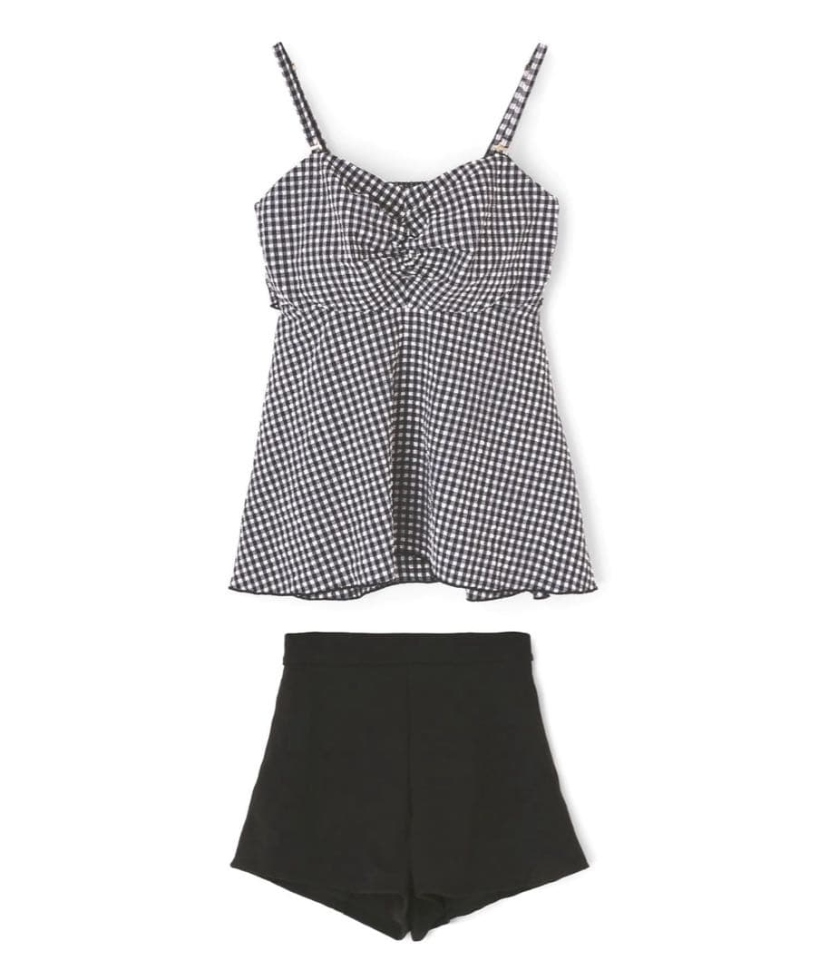 水着 9号 ペプラム ギンガムチェック風 3点セット