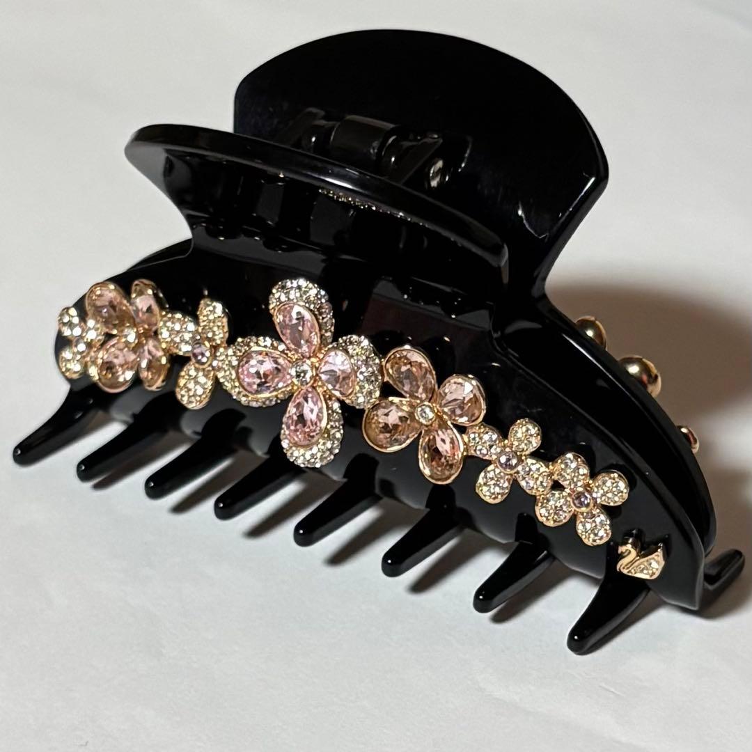 SWAROVSKI ヘアクリップ フラワーモチーフ ラインストーン パヴェ