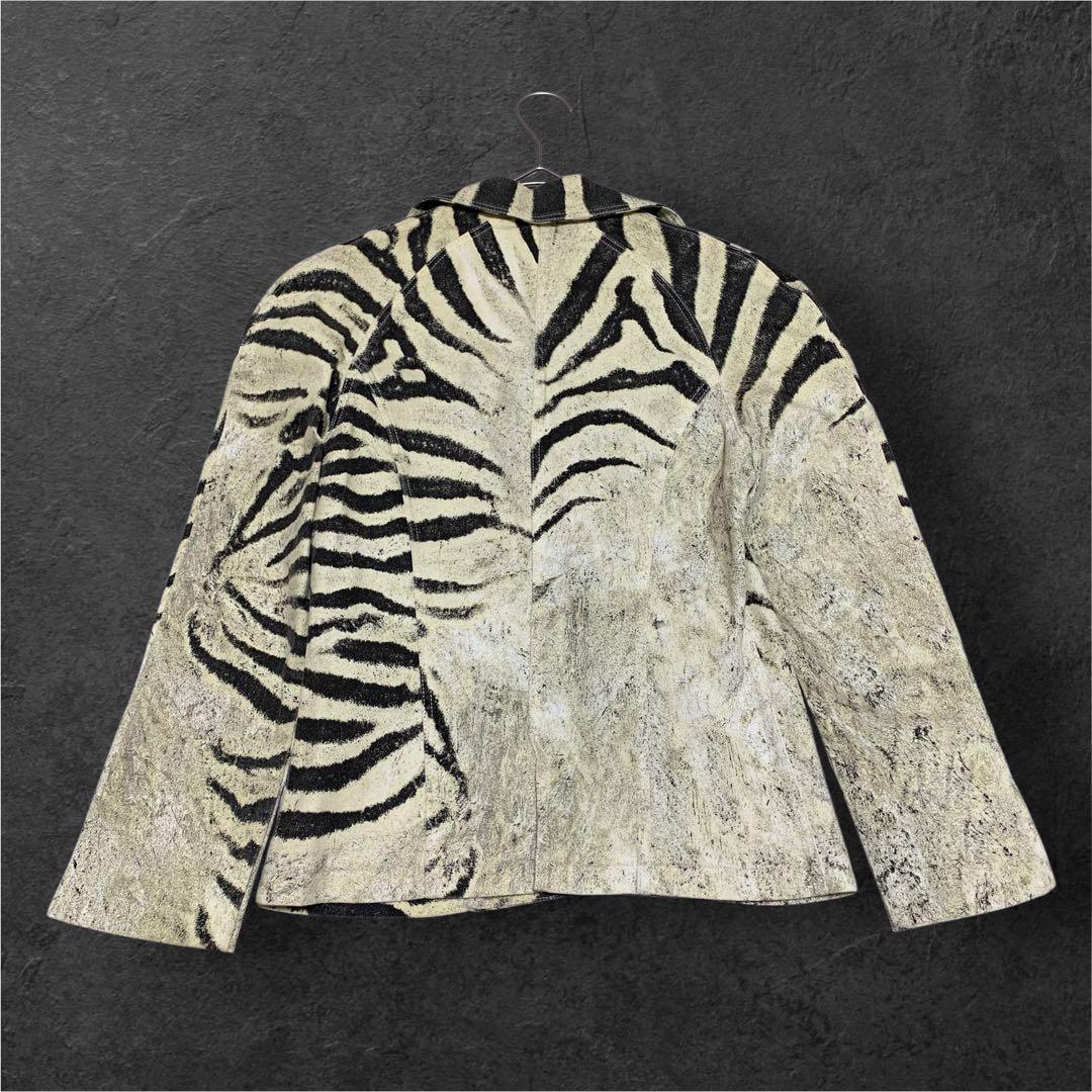 ロベルト カバッリ テーラードジャケット ゼブラ柄 コットン Ｍサイズ