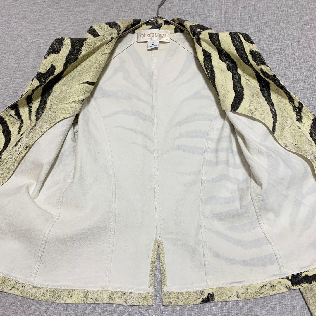 ロベルト カバッリ テーラードジャケット ゼブラ柄 コットン Ｍサイズ