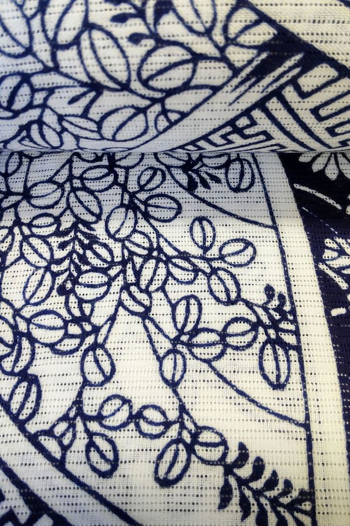 浴衣 反物 綿呂 竺仙 絽 本染 萩 菊 竹 和柄 古典