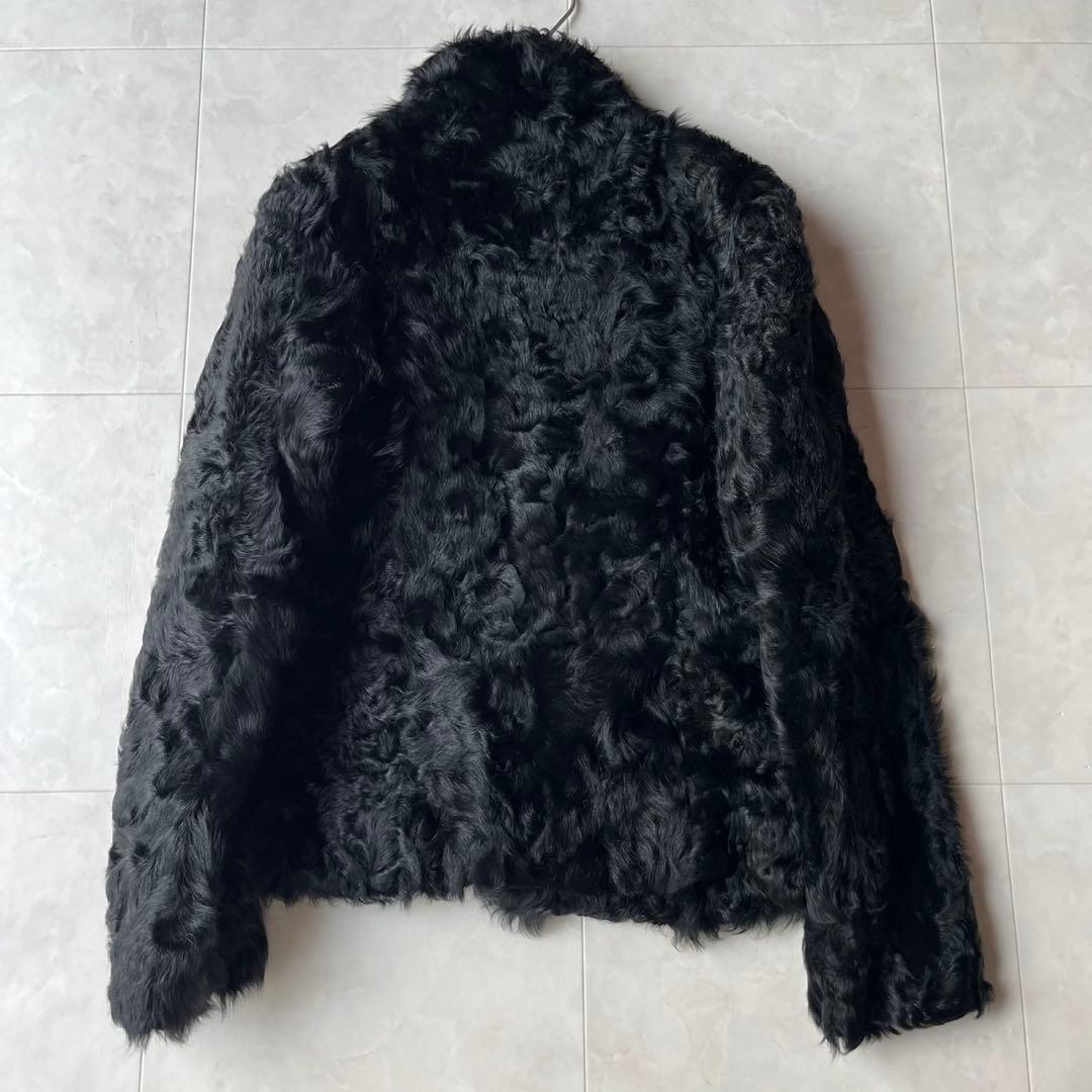 リアルラムファー カーリーラム 毛皮 ファーコート ブラック 黒 M ショート
