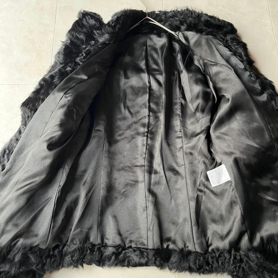 リアルラムファー カーリーラム 毛皮 ファーコート ブラック 黒 M ショート