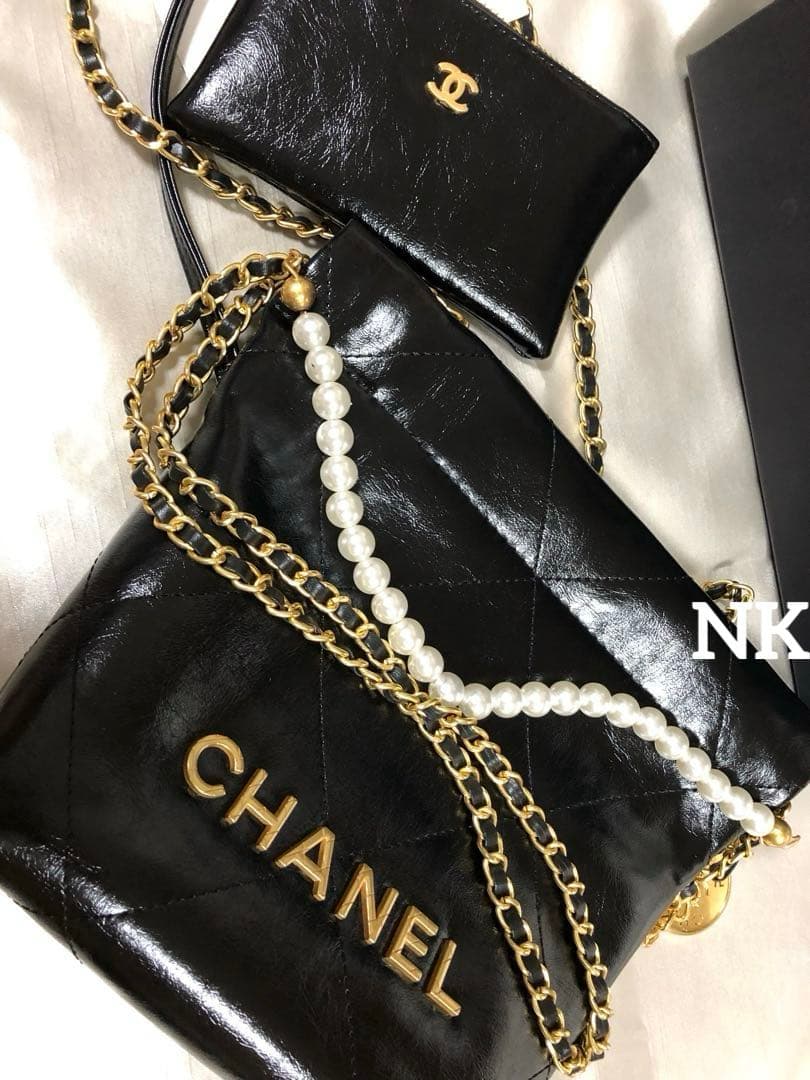 パール付き　シャネル　ノベルティ　ショルダーバッグ　VIP ブラック