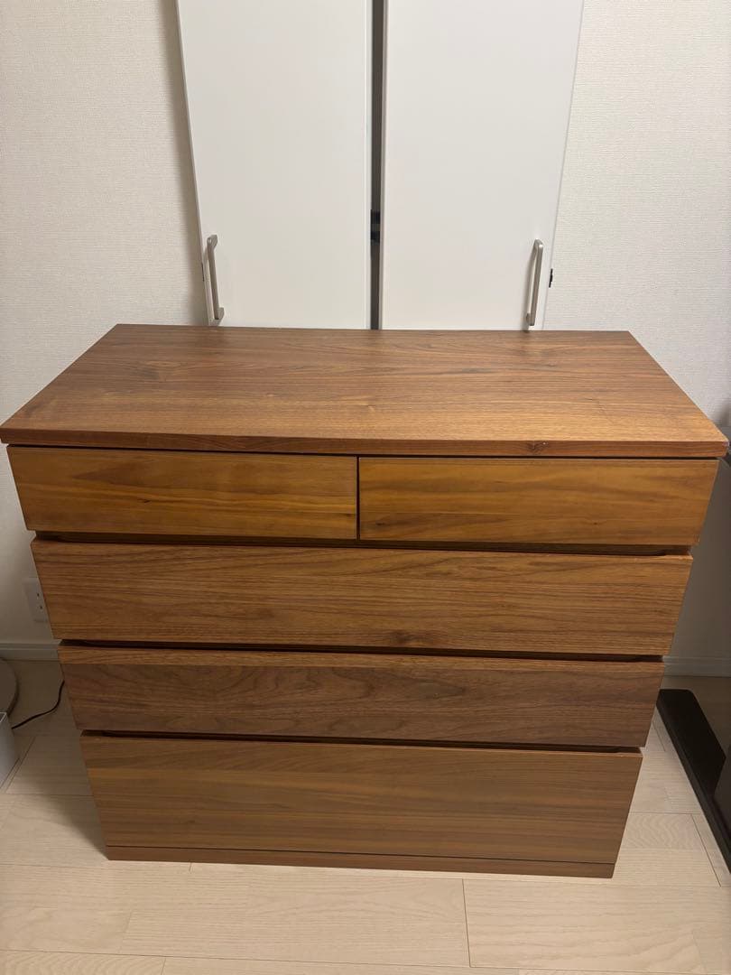 無印良品 木製チェスト４段　ウォールナット材突板