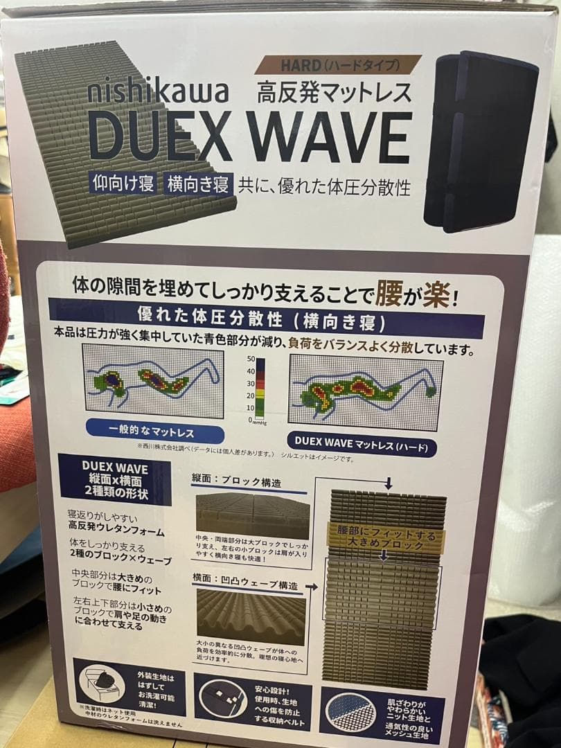 ★新品★西川　DUEX　WAVE　高反発マットレス　ハードタイプ　シングル