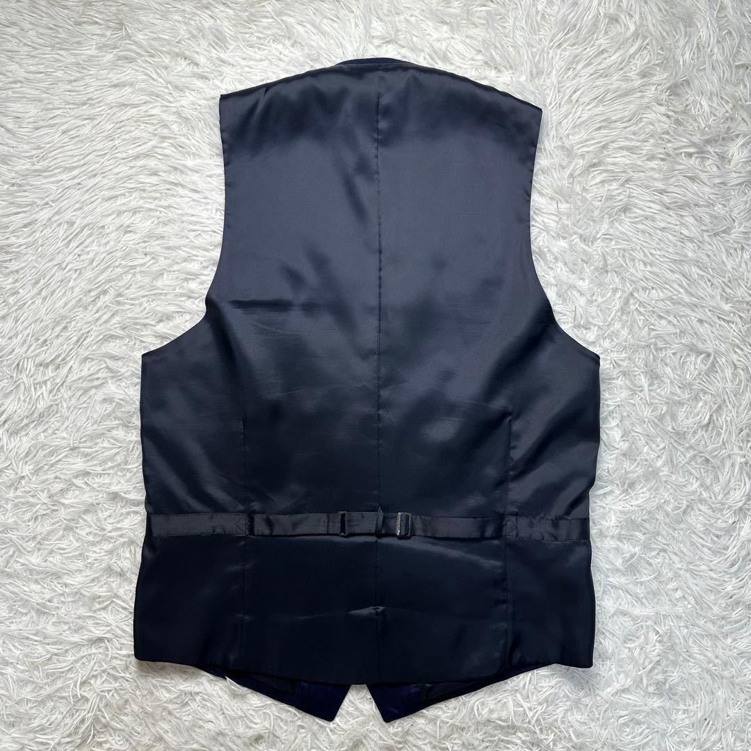 希少 極美品 スーツセレクト 3ピース ワインペン ウール100% ネイビーA6