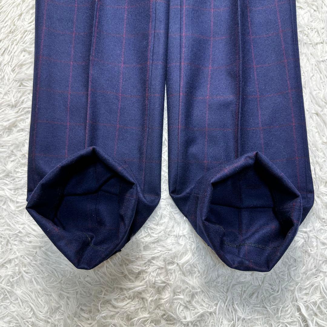 希少 極美品 スーツセレクト 3ピース ワインペン ウール100% ネイビーA6