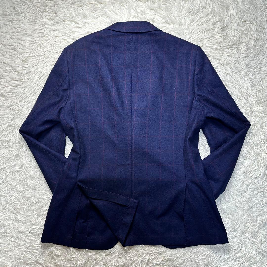 希少 極美品 スーツセレクト 3ピース ワインペン ウール100% ネイビーA6
