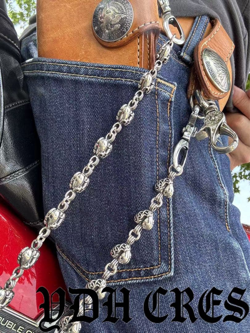 バイカー必須　ウォレット用プレーン　シルバーチェーン　TYPE1　QBKB0