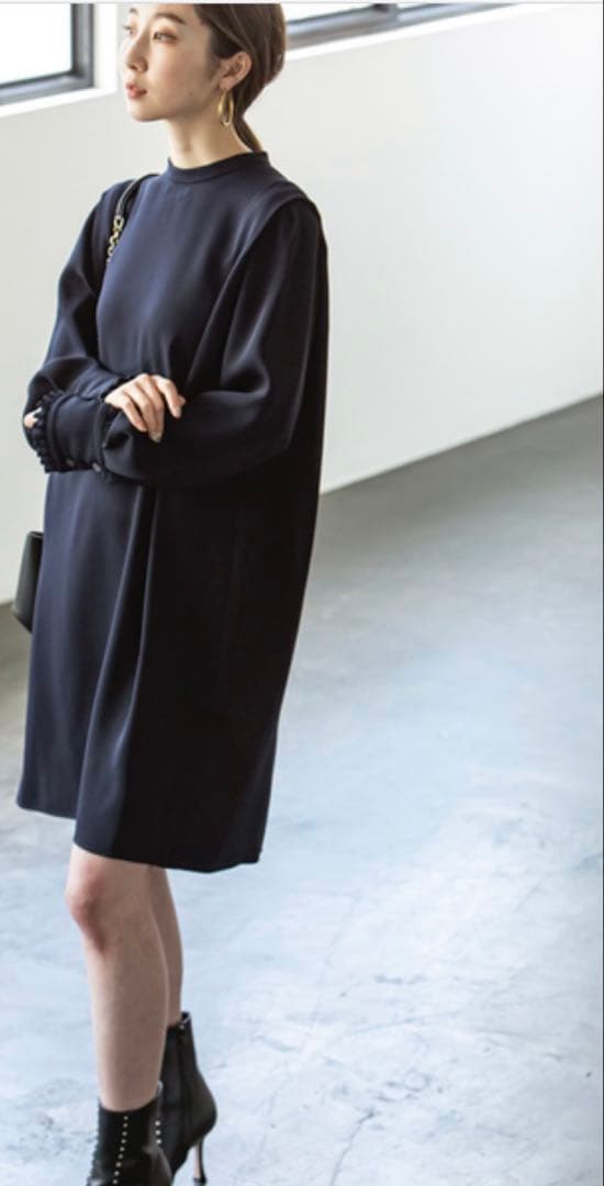 Noble ショルダータックミニワンピース 定価¥24,200 ネイビー　F