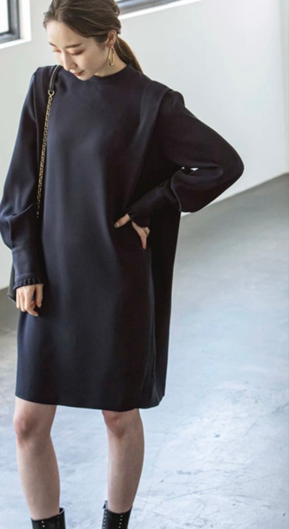 Noble ショルダータックミニワンピース 定価¥24,200 ネイビー　F