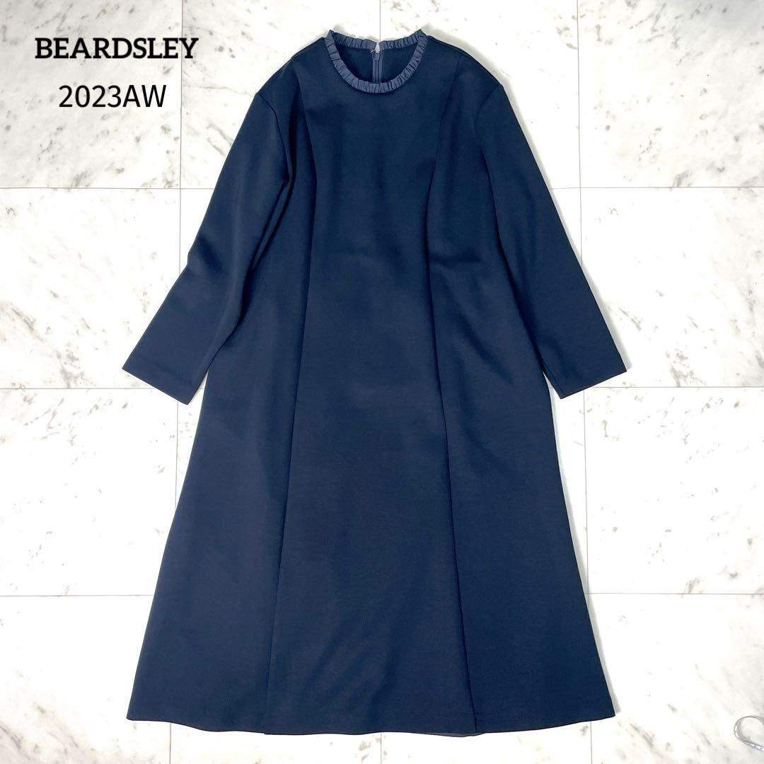 【未使用級】ビアズリー 2023AW バックペプラムフリルワンピース ネイビーF