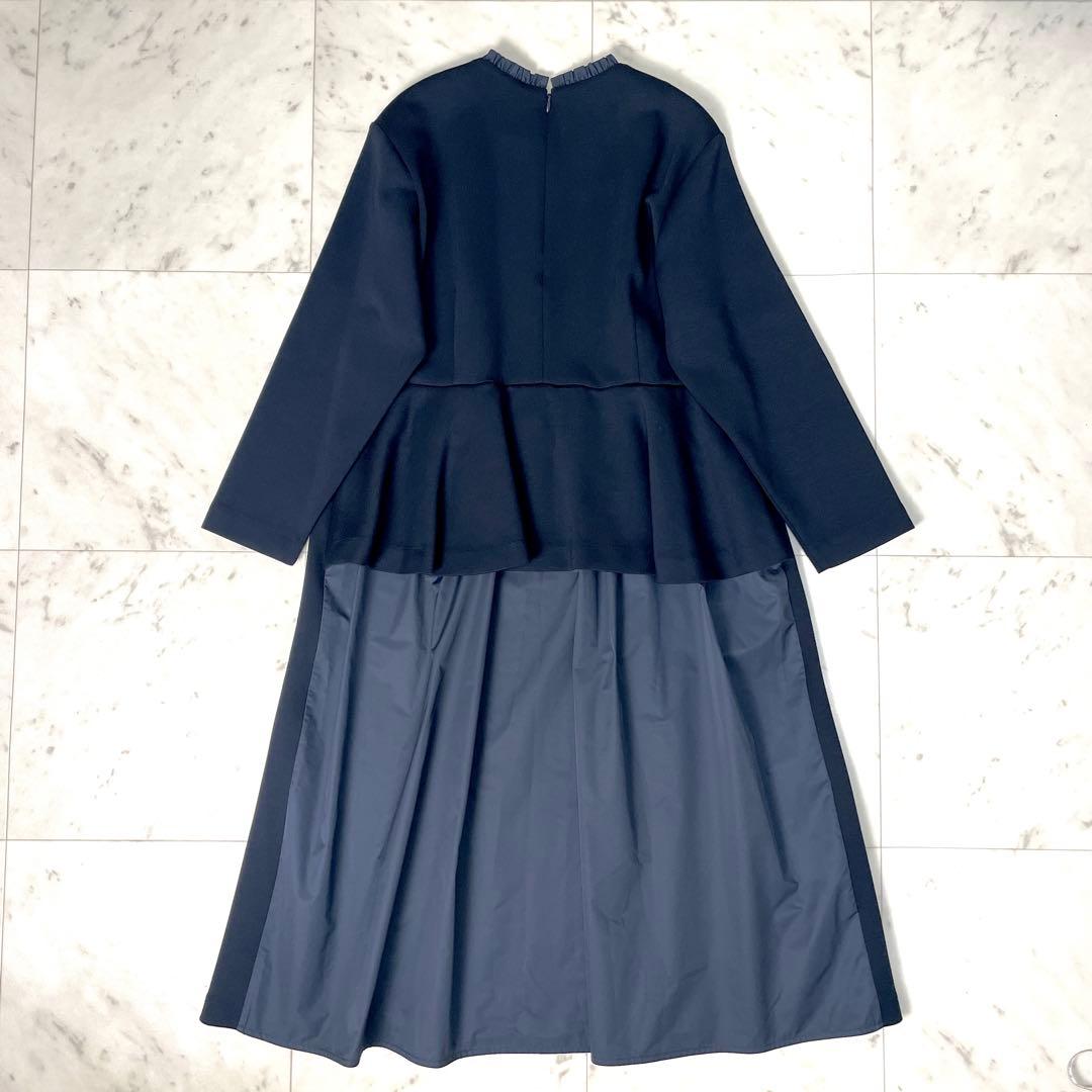【未使用級】ビアズリー 2023AW バックペプラムフリルワンピース ネイビーF