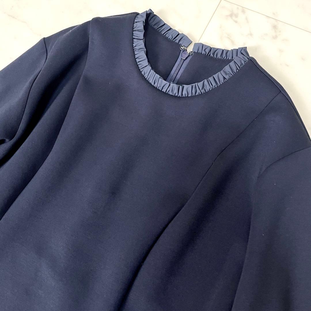 【未使用級】ビアズリー 2023AW バックペプラムフリルワンピース ネイビーF