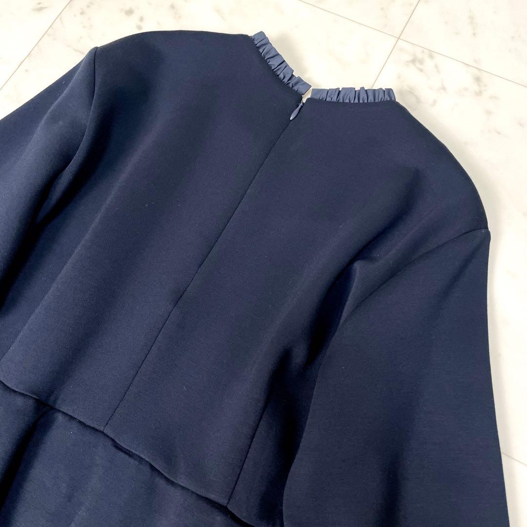 【未使用級】ビアズリー 2023AW バックペプラムフリルワンピース ネイビーF