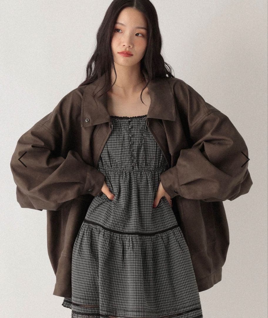 Heather ヘザー フェイクレザーBIGブルゾン 2 ブラウンスエード