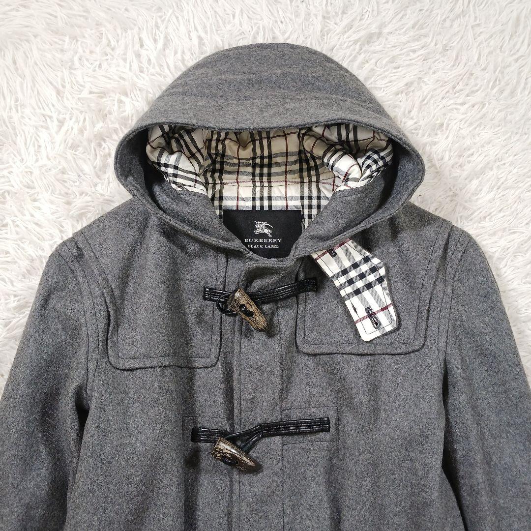 ✨美品✨バーバリーブラックレーベル　ダッフルコート　ノバチェック　カシミヤ混　M