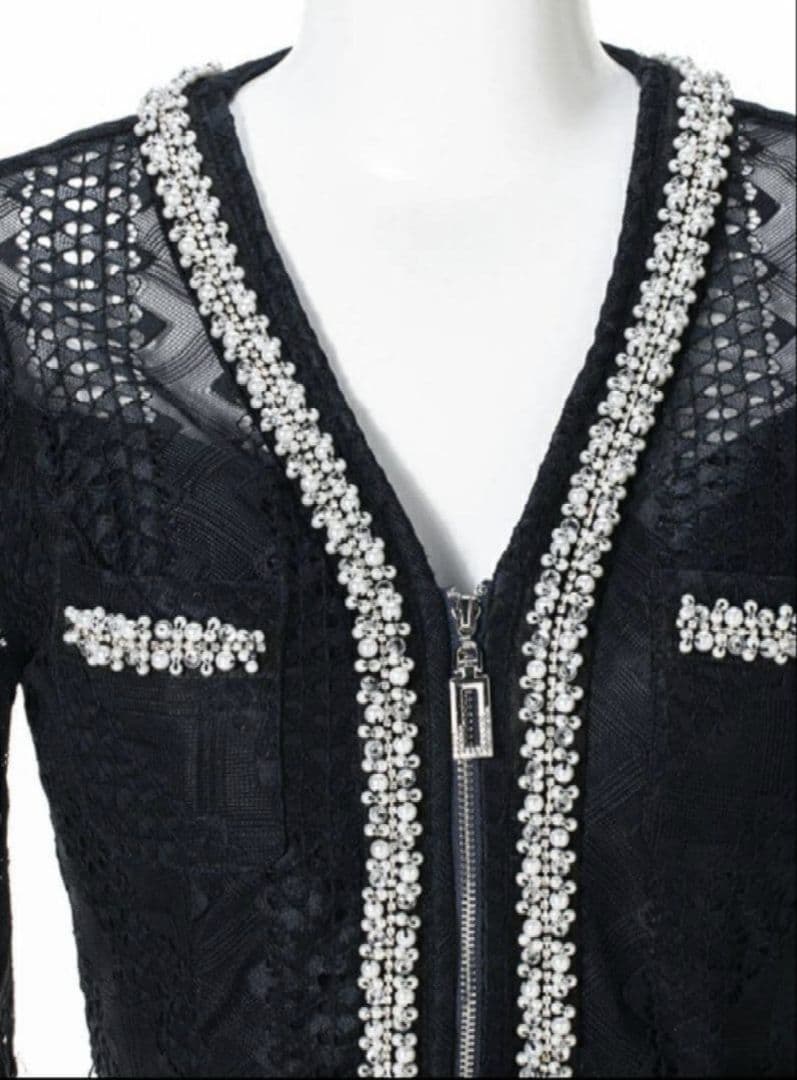 SOBRE◎コードレースビジューワンピース２ＸＬ