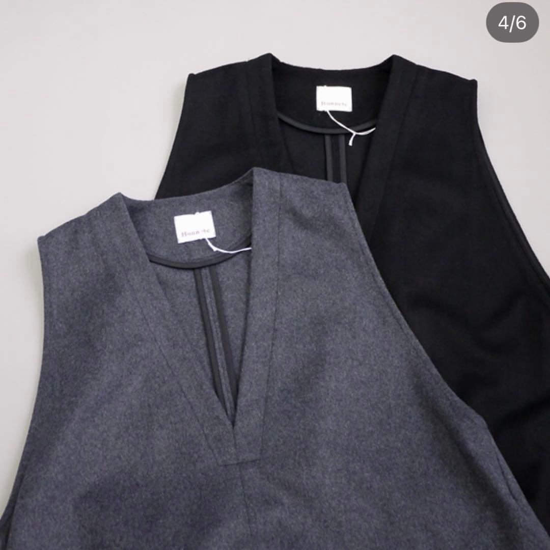 Honnete オネット スリーブレス ワイド V ドレス