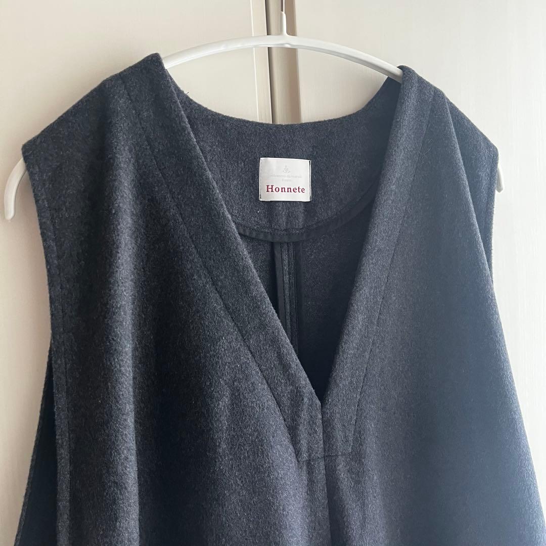 Honnete オネット スリーブレス ワイド V ドレス