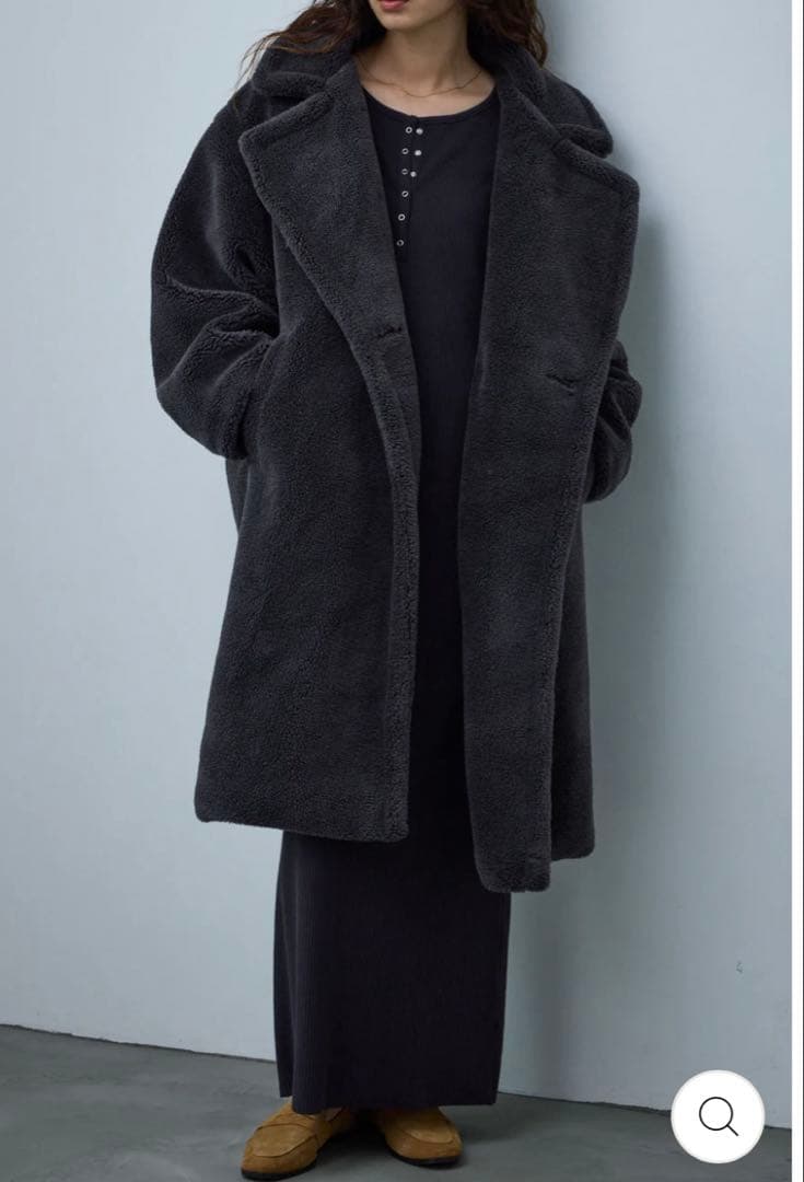 値下げ❗️IAM【イアム】テディロングコート ダークグレー