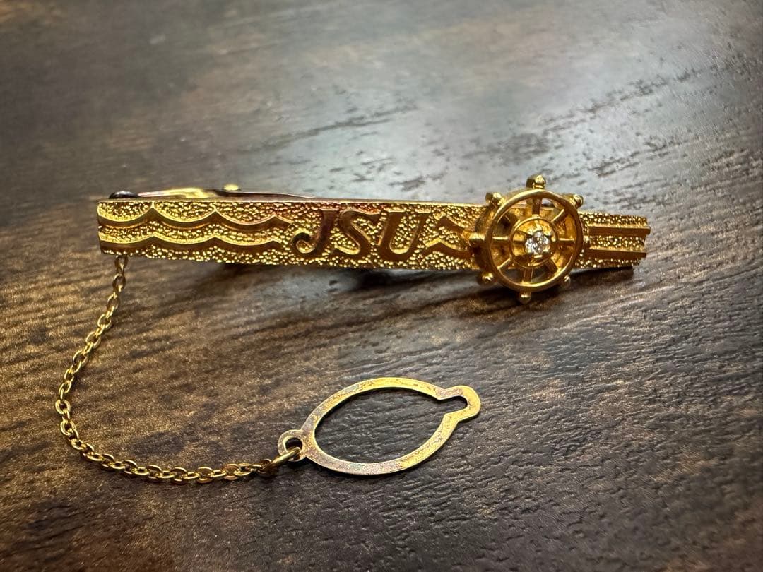 K18 18金 シルバー　全日本海員組合　功労金賞　ネクタイピン　JSU