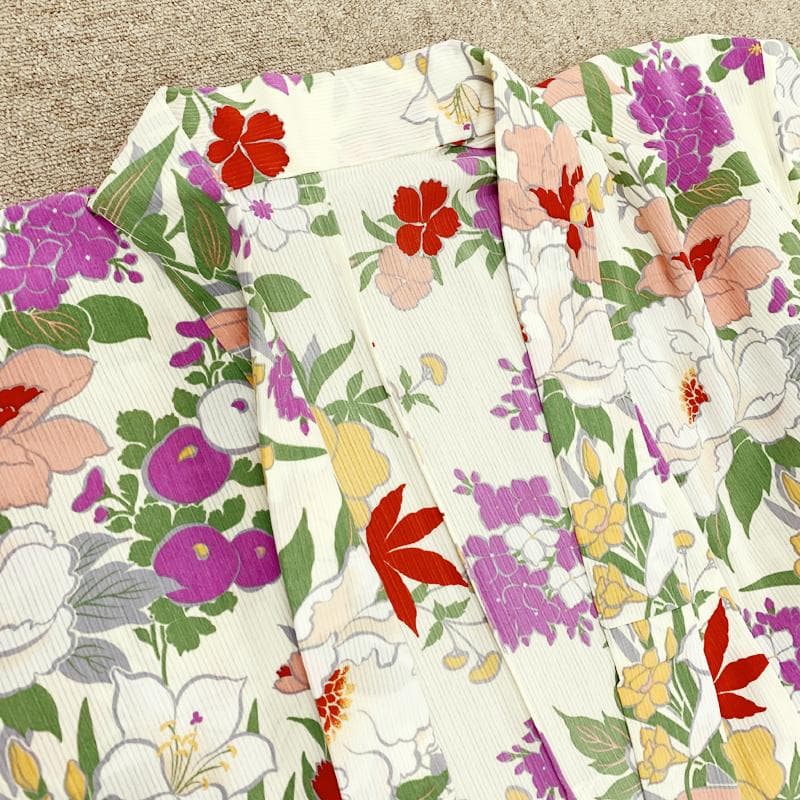 ●【最終値下げ】409mk16●ふりふ 洗える夏着物 浴衣 単衣としても 牡丹