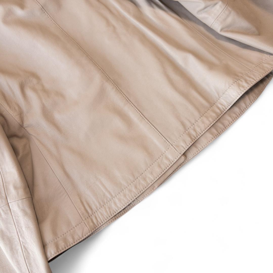 試着のみ セオリーリュクス ラムレザーフードブルゾン 40 グレージュ