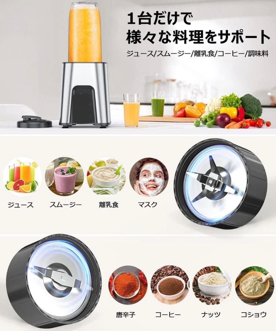 1台多役＆業務級850W❣野菜も果物もあっという間に滑らかジュースに❤ジューサー