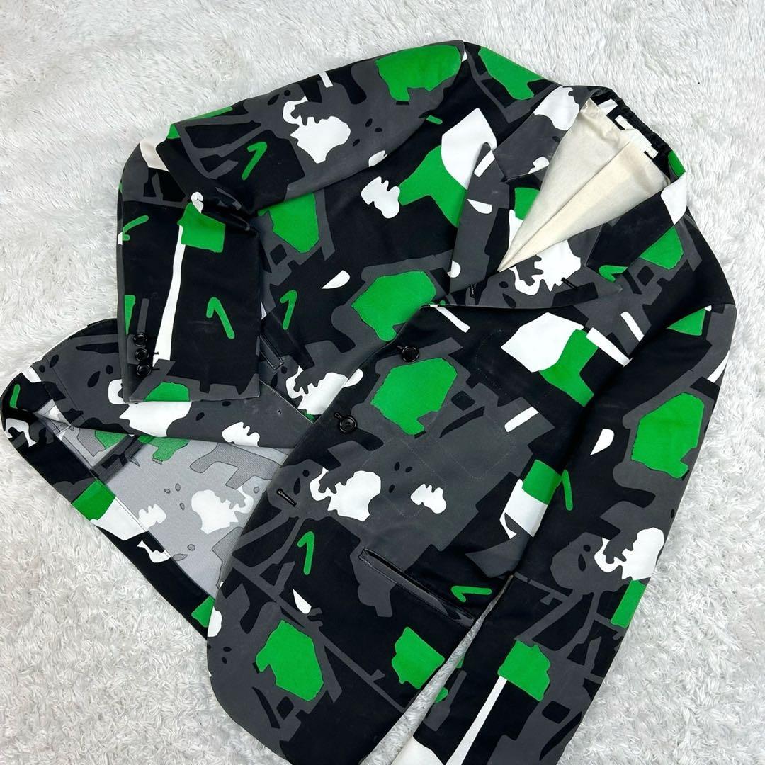 5947【希少デザイン】コムデギャルソン‪☆マルチカラー総柄テーラードジャケット