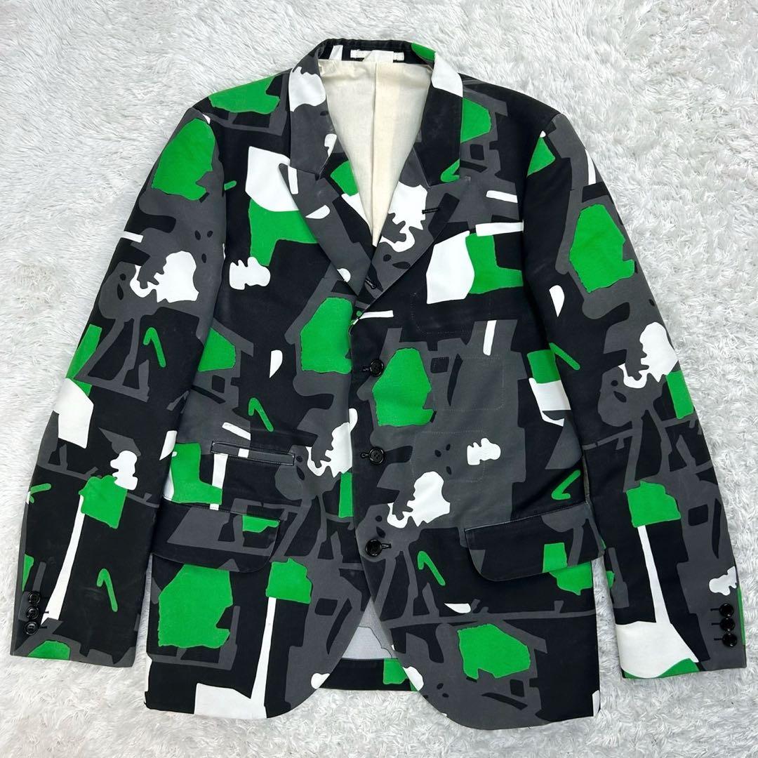 5947【希少デザイン】コムデギャルソン‪☆マルチカラー総柄テーラードジャケット