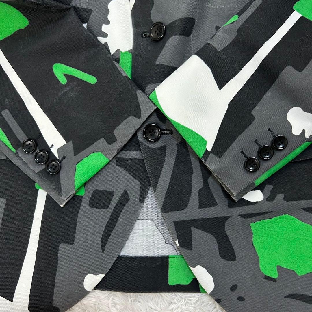 5947【希少デザイン】コムデギャルソン‪☆マルチカラー総柄テーラードジャケット