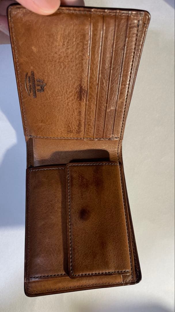 ココマイスター 2つ折り財布、ダークネイビー 美品