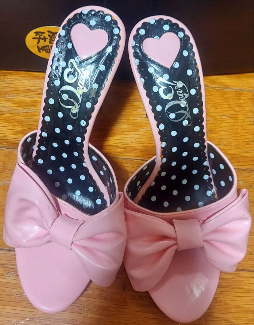 最終値下げ！MARS系量産型系リボン付きハート型ヒールサンダル。LL。値下げ禁止
