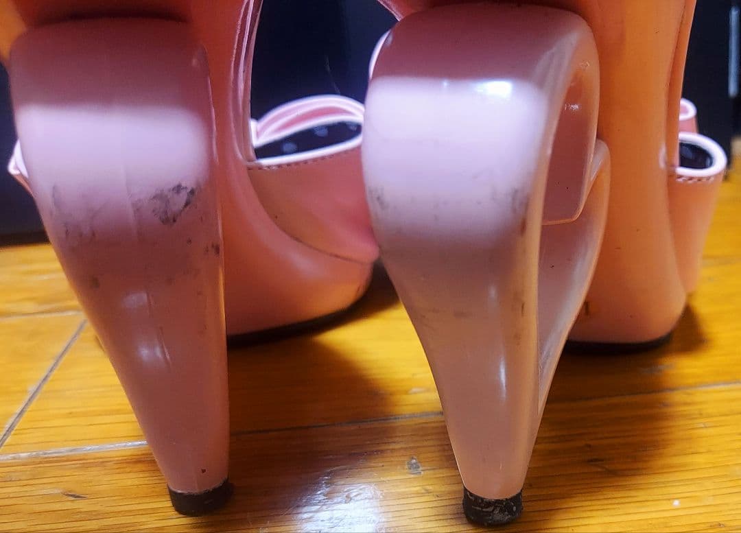 最終値下げ！MARS系量産型系リボン付きハート型ヒールサンダル。LL。値下げ禁止