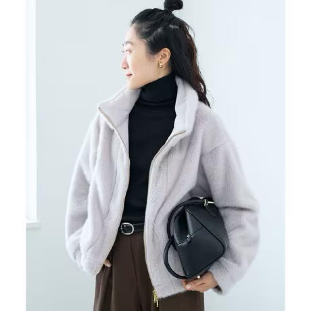 ルクールブラン　ミンクタッチスタンドカラーファーブルゾン